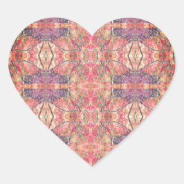 Roze en paars patroon hart sticker