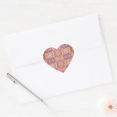 Roze en paars patroon hart sticker (Envelop)