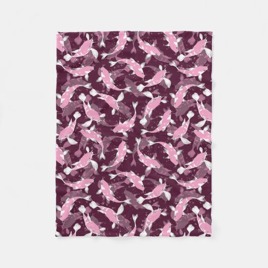 Roze en Paars Patroon - Koi Fish Fleece Deken (Voorkant)