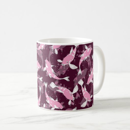 Roze en Paars Patroon - Koi Fish Koffiemok (Voorkant rechts)
