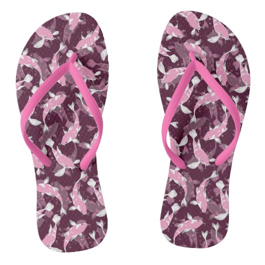 Roze en Paars Patroon - Koi Fish Teenslippers (Voetbed)