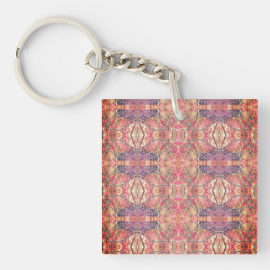 Roze en paars patroon sleutelhanger (voorkant)