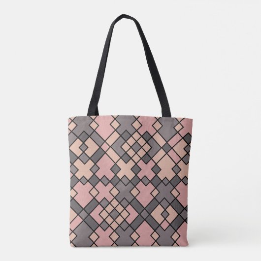 roze en paars patroon tote bag (Achterkant)
