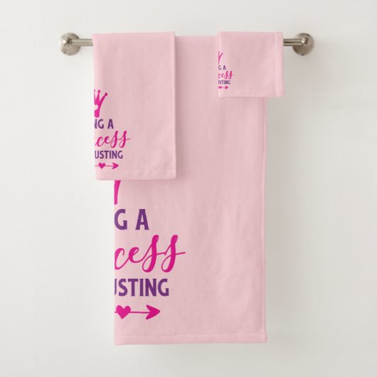Roze en Paars Princess is exhausting Bad Handdoek (Insitu)