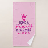 Roze en Paars Princess is exhausting Badhanddoek (Badhanddoek)