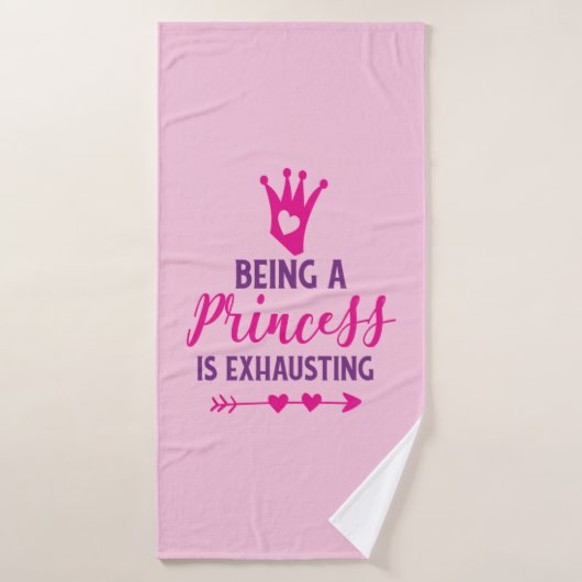 Roze en Paars Princess is exhausting Badhanddoek (Badhanddoek)