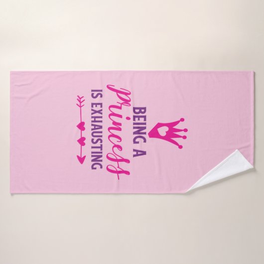 Roze en Paars Princess is exhausting Badhanddoek (Badhanddoek)