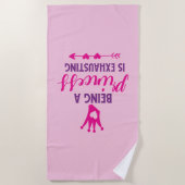 Roze en Paars Princess is exhausting Strandlaken (Voorkant)