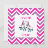 Roze en Paars Roller Schaats Birthday Uitnodiging (Achterkant)