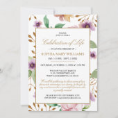 Roze en Paars Roos begrafenisviering van het leven Kaart (Voorkant)