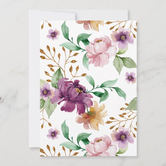 Roze en Paars Roos begrafenisviering van het leven Kaart (Achterkant)