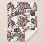 roze en Paars Roos Patroon Sherpa Deken (Voorkant)