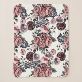 roze en Paars Roos Patroon Sherpa Deken