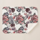 roze en Paars Roos Patroon Sherpa Deken (Voorkant (horizontaal))