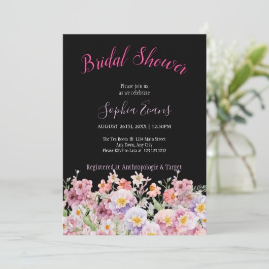 Roze en Paars Vrijgezellenfeest van wilde bloemen  Kaart (Staand voorkant)