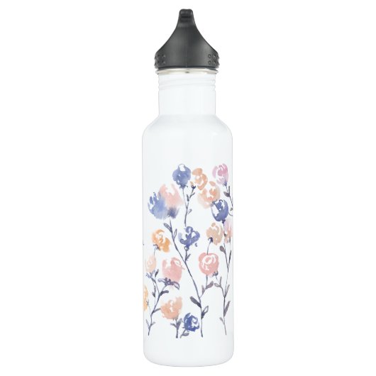 Roze en Paars | Waterverf BloemMonogram Waterfles (Rechts)