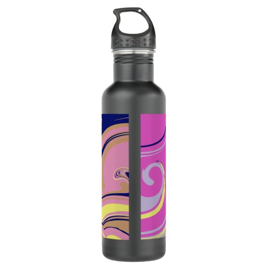 Roze en Paarse Abstract Monogram Waterfles (Achterkant)