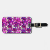 Roze en Paarse Abstracte bloemen Bagagelabel (Voorkant horizontaal)