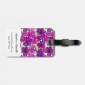 Roze en Paarse Abstracte bloemen Bagagelabel (Achterkant horizontaal)