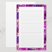 Roze en Paarse Abstracte bloemen Briefpapier (Voorkant / Achterkant)