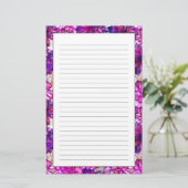 Roze en Paarse Abstracte bloemen Briefpapier (Staand voorkant)