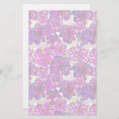Roze en Paarse Abstracte bloemen Briefpapier (Voorkant / Achterkant)