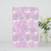 Roze en Paarse Abstracte bloemen Briefpapier (Staand voorkant)