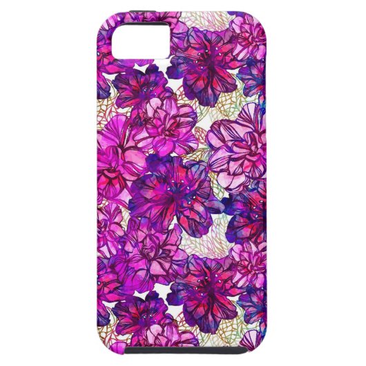 Roze en Paarse Abstracte bloemen Case-Mate iPhone Case (Achterkant)