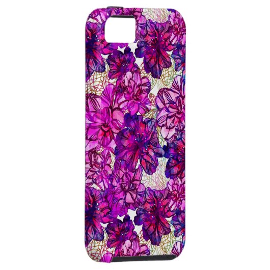 Roze en Paarse Abstracte bloemen Case-Mate iPhone Case (Back/Rechts)