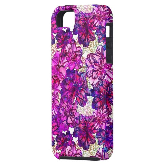 Roze en Paarse Abstracte bloemen Case-Mate iPhone Case (Achterkant Links)