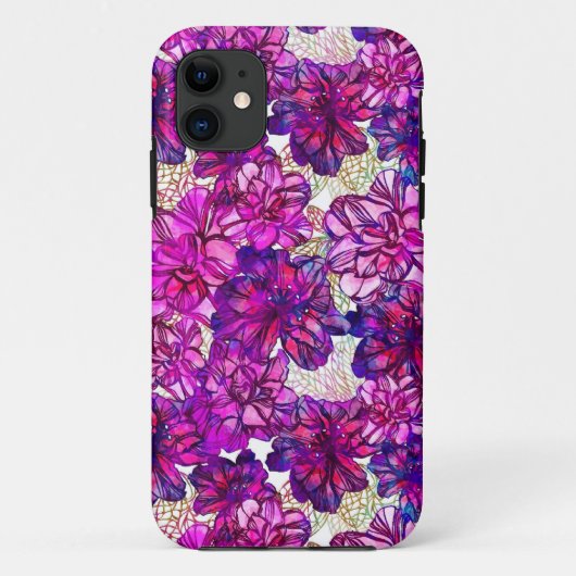 Roze en Paarse Abstracte bloemen Case-Mate iPhone Case (Achterkant)
