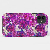 Roze en Paarse Abstracte bloemen Case-Mate iPhone Case (Achterkant (horizontaal))