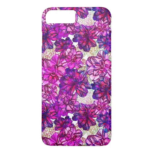 Roze en Paarse Abstracte bloemen Case-Mate iPhone Case (Achterkant)