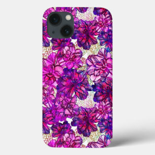Roze en Paarse Abstracte bloemen Case-Mate iPhone Case