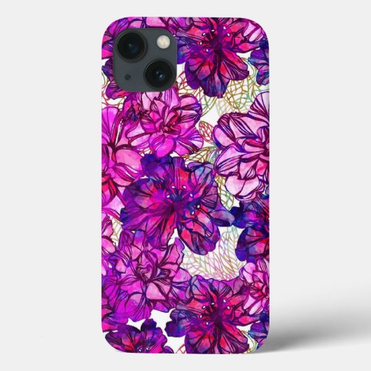 Roze en Paarse Abstracte bloemen Case-Mate iPhone Case (Achterkant)