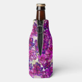 Roze en Paarse Abstracte bloemen Flesjeskoeler (Fles Achterkant)