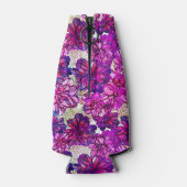 Roze en Paarse Abstracte bloemen Flesjeskoeler (Achterkant)