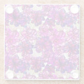 Roze en Paarse Abstracte bloemen Glazen Onderzetter (Achterkant)