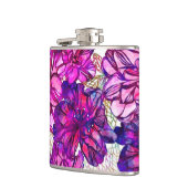 Roze en Paarse Abstracte bloemen Heupfles (Links)