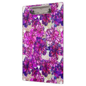 Roze en Paarse Abstracte bloemen Klembord (Links)