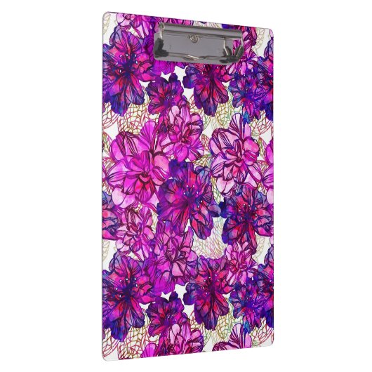 Roze en Paarse Abstracte bloemen Klembord (Rechts)