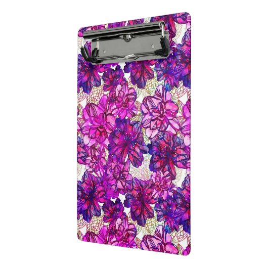 Roze en Paarse Abstracte bloemen Mini Klembord (Angled2)