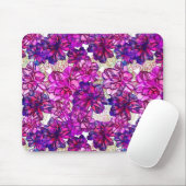 Roze en Paarse Abstracte bloemen Muismat (Met muis)