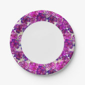 Roze en Paarse Abstracte bloemen Papieren Bordje (Voorkant)