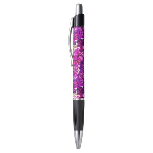 Roze en Paarse Abstracte bloemen Pen (Top (Verticaal))