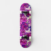 Roze en Paarse Abstracte bloemen Persoonlijk Skateboard (Voorkant)