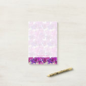 Roze en Paarse Abstracte bloemen Post-it® Notes (Op bureau)