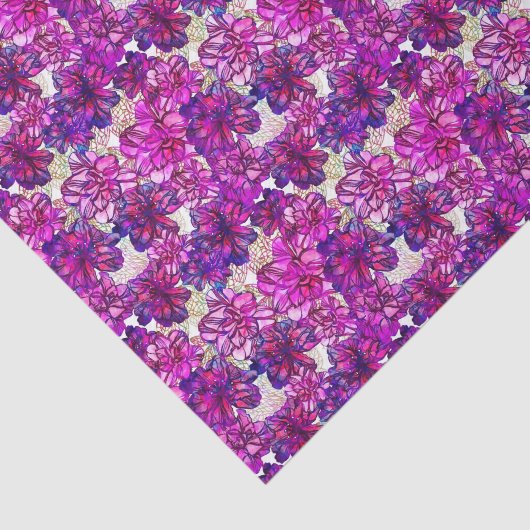 Roze en Paarse Abstracte bloemen Tissuepapier (Detail)