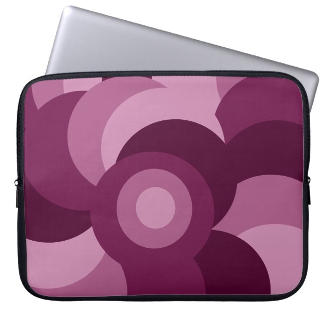 roze en paarse abstracte cirkelpatroon laptop sleeve (Voorkant)