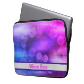 Roze en Paarse Abstracte cirkels Patroon Laptop Sleeve (Voorkant Links)